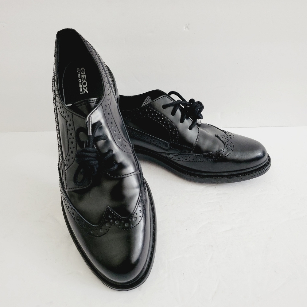NEW Geox Walk Pleasure Black Lace-up Loafers Size 7
